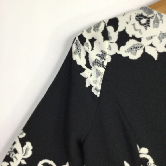 Adrianna Papell Womens Fitted Placed Printed Lace Dress Black White Size 6 NWT - Picture 16 of 16